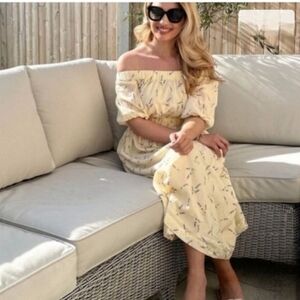 H&M Yellow Purple Floral Coastal Cowgirl Summer Wedding Open‎ Back Maxi Dress XS